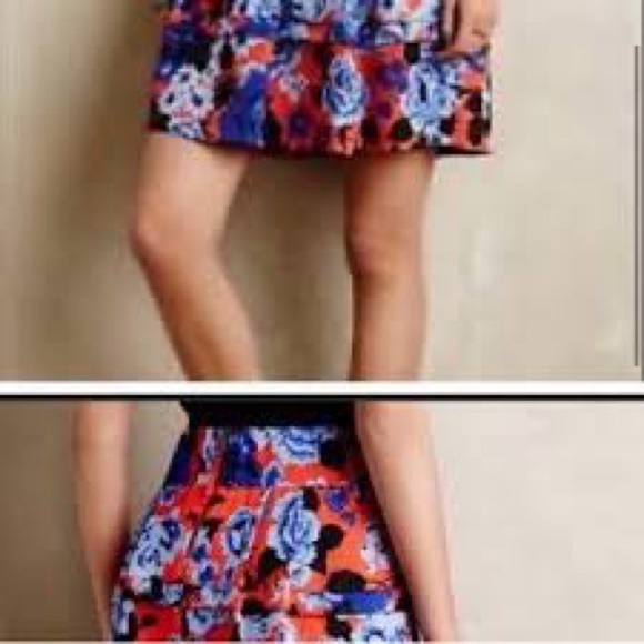 Anthropologie HD in Paris Tiered Floral Pockets Flouncy BEAUTIFUL Skirt Medium - Picture 5 of 16